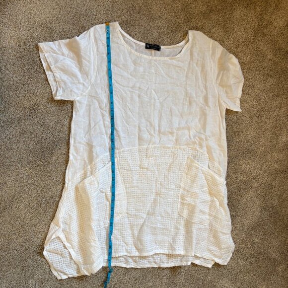 BELLA AMORE 100% Linen Made in Italy Summer Blouse in white size ?XL - Picture 13 of 13